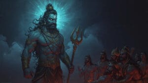 a majestic ravana with ten heads meditating vaidyanath