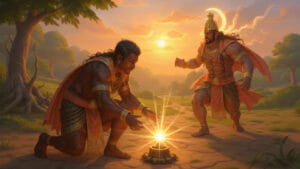 a majestic ravana with ten heads rushing vaidyanath