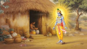 lord krishna standing on a brick as vitthal